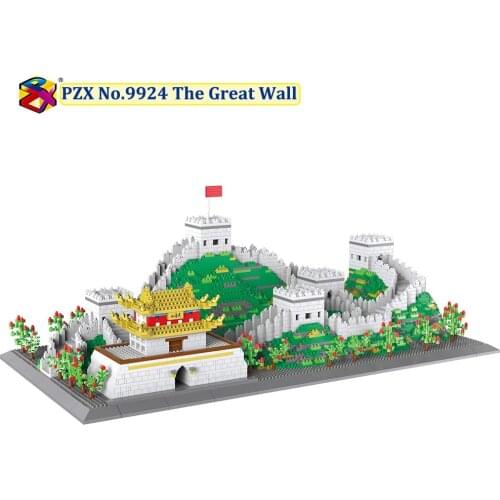 PZX Atomic World Famous Architecture Model Set Great Wall Micro Mini Blocks Great Wall Diamond Building Blocks Set 6200Pcs Toys