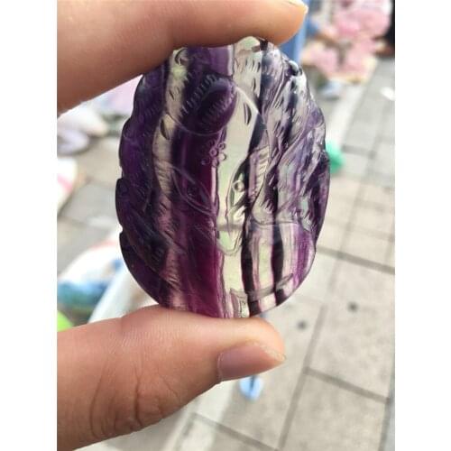 Natural colorful fluorite carved fox, colored fox and no hole pendant home decoration