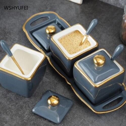 Nordic Solid Color Ceramic Sealed Storage Seasoning jar With lid Sugar dried Fruit snack Container Bottle kitchen supplies