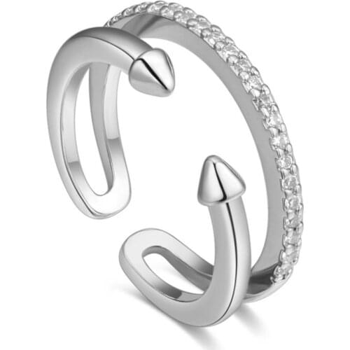 Latest Hot Unique Ring Adjustable Open Rings Geometric Double Rings For Girl Women Gift Jewelry dropshipping