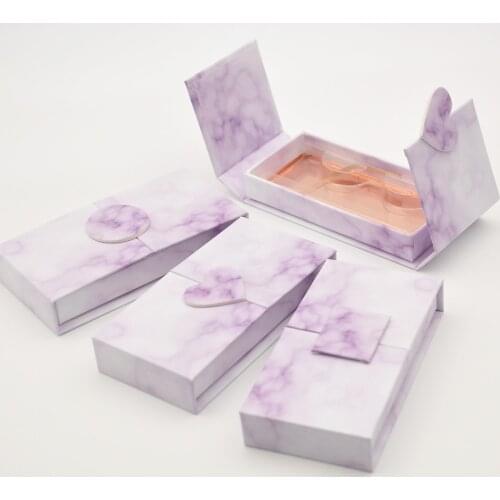 Wholesale False Eyelashes Package Eyelash Packaging Box Custom Logo Lash Purple Boxes Packaging Mink Lashes Makeup Case Bulk