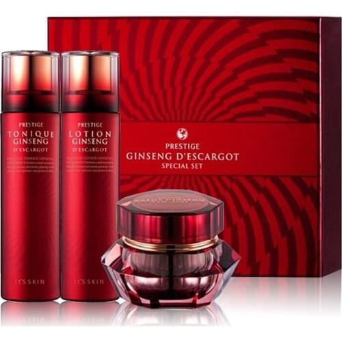 Original Its Skin Prestige Ginseng Descargot Special Set Tonique 140ml Lotion 140ml Creme 10ml