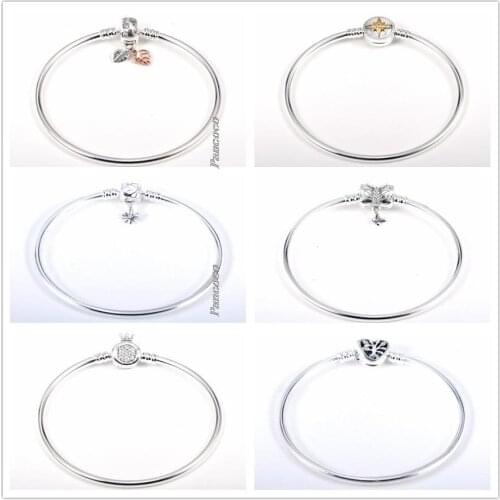 Original 925 Sterling Silver Bracelet Moments Crown O With Crystal Bangle Fit Bead Charm Diy Pandora Jewelry