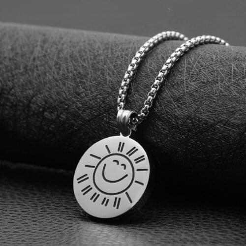 Fashion retro men and women sun pattern men and women hip hop street necklace hot sale