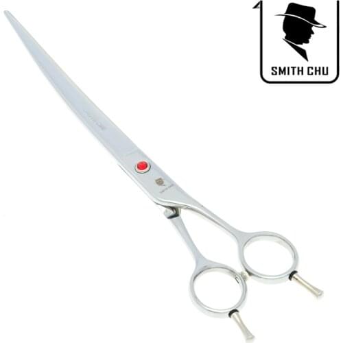 8.0" Professional Japan 440C Steel Pet Grooming Scissors Curved Dog Shears Animal Straight Cutting Clipper Dog Trimmer LZS0038