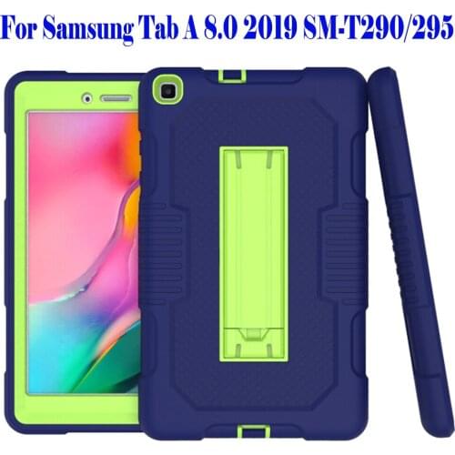 Shockproof Shell For Samsung Galaxy Tab A 8.0 2019 SM-T290 SM-T295 Tablet Case Kids Safe PC Silicon Hybrid Stand Full Body Cover