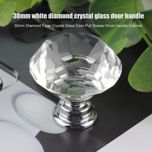 30mm Crystal Ball Clear Crystal knob Door Handles Furniture Cabinet Drawer Pull Wardrobe Kitchen Handles Hardware Accessories