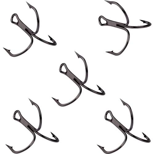 10pcs 35647 3/0#-14# High Carbon Steel Fishing Hook Barbed Treble Hooks Fishhooks Carp Fishing Tackle Round Bend For Bass