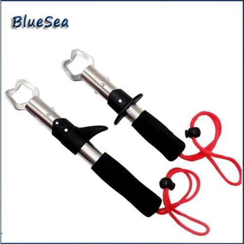 BlueSea 19cm 24cm Portable Stainless Steel Fishing Grip With Eva Handle Lock Fish Lip Gripper Grabber Tackle Tool With Red Line