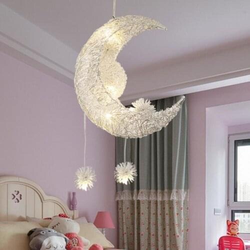 Star Moon Child Room Lamps Creative Personality Chandelier Restaurant Bedroom Warm Lighting led lighting fixture led lamp led