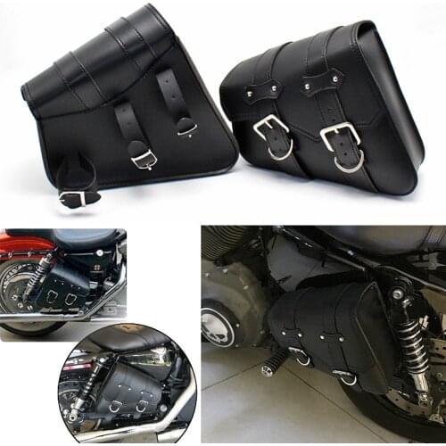 Universal Motorcycle Saddlebags Tool Pouch Waterproof Side Bag Retro PU Leather Luggage Motocross Saddle Bags Left Right Black