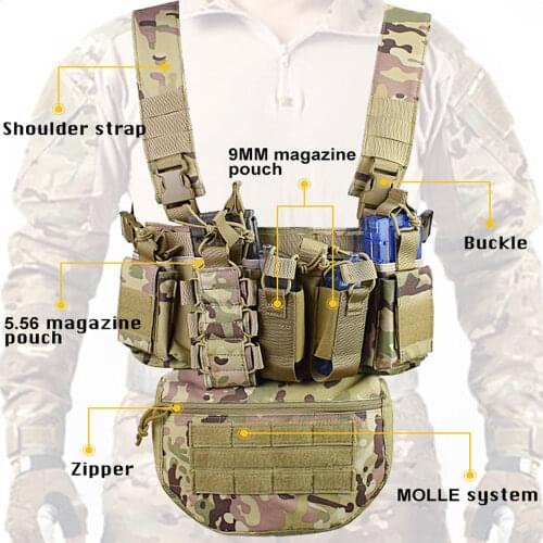 Military MK3 Molle Tactical Chest Rig Vest Airsoft Paintball Combat Plate Carrier Vests with Radio Magazine Pouch Hunting Gear