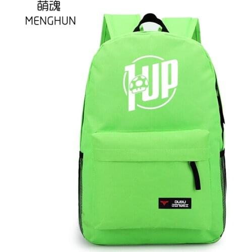 Game fans gift backpacks Green backpack mario 1up concept design backpack NB264
