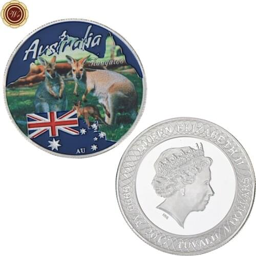 Australian Kangaroo Silver Plated Coin The Elizabeth II Design Round Metal Coins with Plastic Case Business Gifts