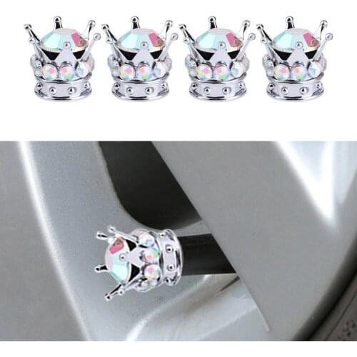 4pcs Car Wheel Tire Valve Caps Cover Crown Diamond Tyre Stem Dust Valve Caps Auto Truck Tyre Rim Stem Dust Air Cover