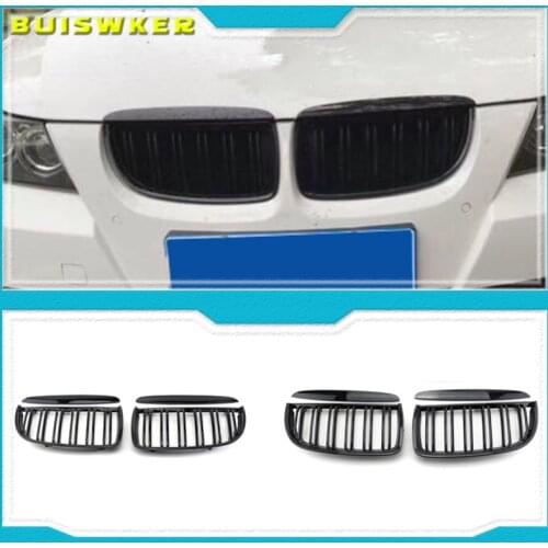 4PC/SET Pair Car Front Kidney style Double Slat Grille Set For BMW E90 E91 2005-2008
