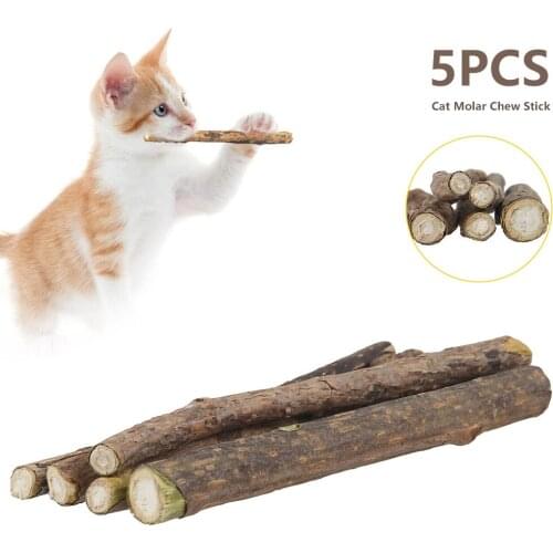 5Pcs Cat Molar Chew Stick Wooden Pet Toy Molar Toothpaste Branch Cleaning Teeth Cat Snacks Sticks Cats Supplies