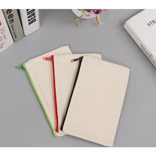 500pcs/lot blank canvas zipper Pencil cases pen pouches cotton cosmetic Bags makeup bags Mobile phone clutch bag organizer SN020