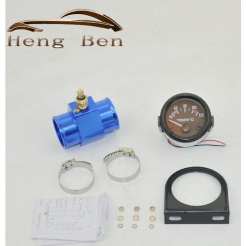 52mm Black Shell Car Motor Water Temperature Gauge 40-120 C Water Temperature Gauge Adaptor Joint Pipe Sensor Radiator NPT 1/8