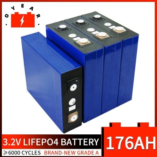 8PCS 176ah Lifepo4 Battery 24V180AH Lithium Cell Phosphate solar Battery Pack DIY Lifepo4 Battery Not 3.2V 200AH EU US TAX FREE