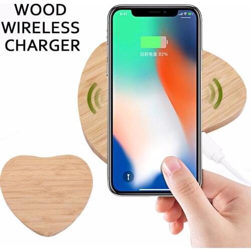 Qi Wireless Charger Phone Quick Charging Stand Dock Bamboo Pad for iPhone Samsung Qi Wireless Charger