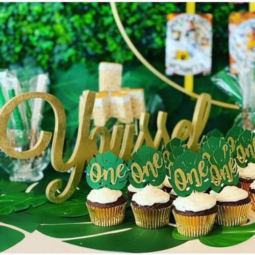 10pcs Boy girl 1st birthday Glitter One Cake Toppers Wild one Cupcake Topper baby shower first Birthday jungle Party Cake decor
