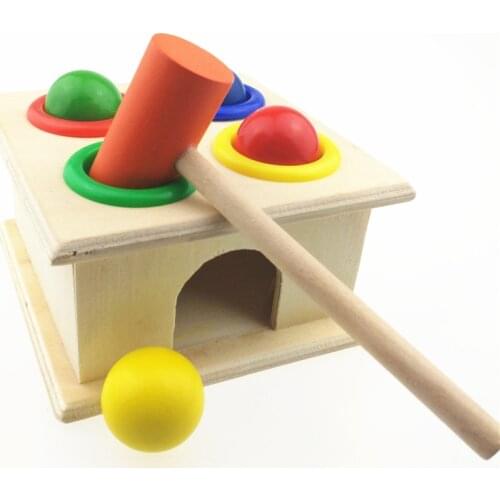 Wooden Playing Hamster Game Toy Hammering Ball Hammer Knocking Box Baby Kids Early Learning Educational Toy