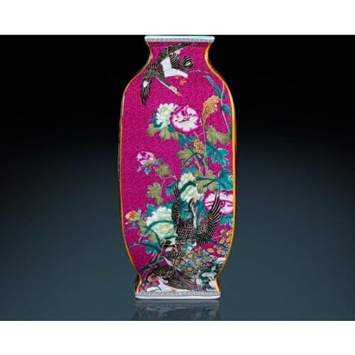 Jingdezhen porcelain Ceramic Vases Imitate Qianlong Year Old Antique Square Bottles And Classical Chinese Living Room Decoration