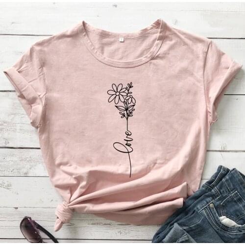 Daisies Bouquet With Love T-shirt Aesthetic Women Graphic Flower Tees Tops 90s Fashion Summer Inspirational Christian Tshirt
