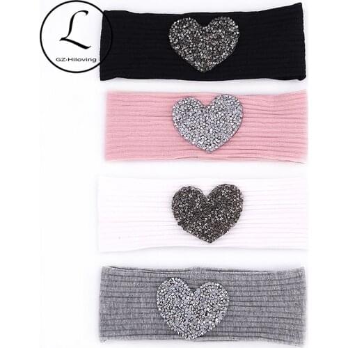 GZHIlovingL Newborn baby Boys Girls Cotton Rhinestones Headbands Summer Solid Soft Elastic Ribbed headwear Kids Child Hair Bands