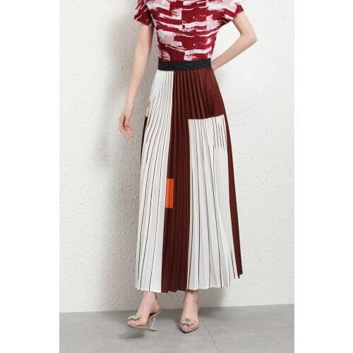 HOT SELLING Miyake Fashion patchwork skirt of wais Pleated skirts IN STOCK