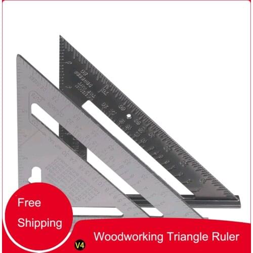 Woodworking Triangle Ruler Aluminum Alloy Measuring Gauges Speed Square Roofing Triangle Angle Protractor Measuring Tools