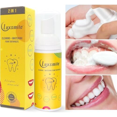 Luxsmile 50ML teeth whitening deep cleansing white foam toothpaste can remove dental plaque oral smell fresh breath whitening