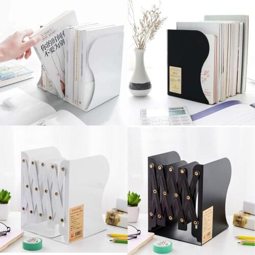 1 Pcs Metal Adjustable Bookshelf Bookends Iron Hollow Decorative Book Ends Shelf Holder Organizer Telescopic Folding Book Stand