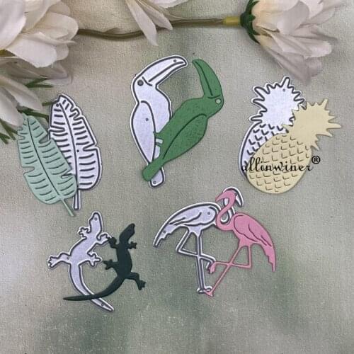 Pineapple flamingo gecko leaves Metal Cutting Dies Stencils Die Cut for DIY Scrapbooking Album Paper Card Embossing