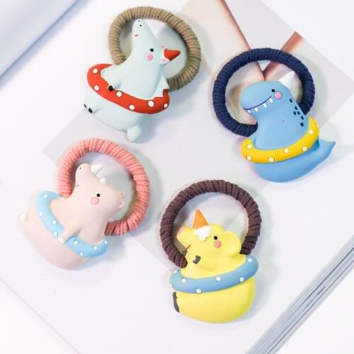 Lovdarling Jewelry Cute Swimming Ring Cartoon Animal Hair Ring Childrens Ornaments Little Dinosaur Highly Elastic Hair Rope
