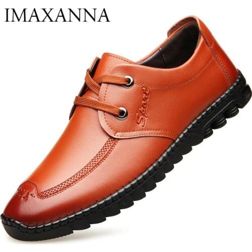 IMAXANNA Spring Autumn Men Casual Shoes Genuine Leather Soft Bottom Men Leather Footwear Luxury Brand Men Shoes Dropshipping