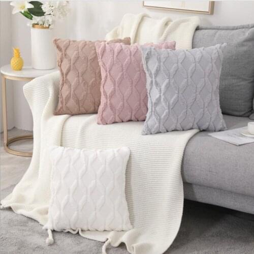 Soft Velvet Fur Sofa Cushion Covers 45x45 Couch Bed Living Room Throw Pillow Cover White Grey Square Pillowcase 18 inches