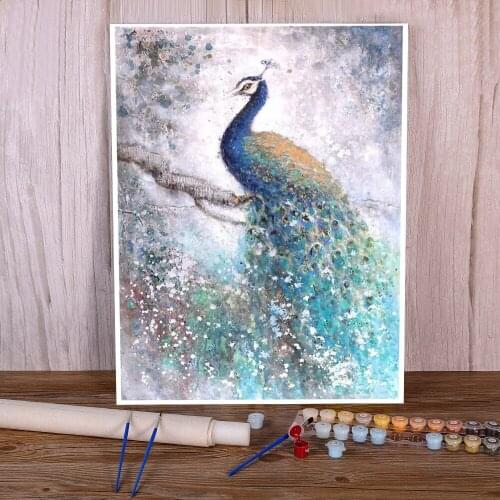 Animal Peacock Painting By Numbers Complete Kit Acrylic Paints 50*70 Canvas Painting Home Decor For Adults Art