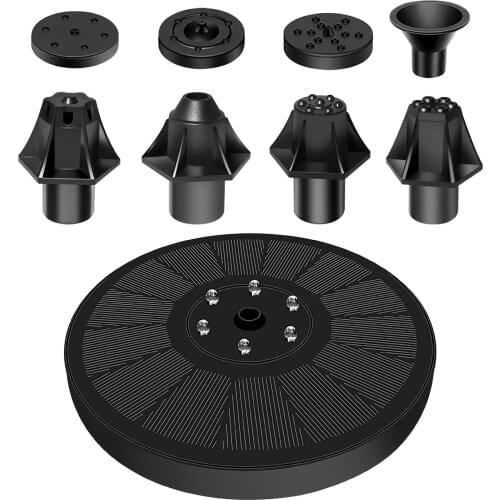 3W Solar Fountain Pump Outdoor Bird Bath Fountain 7 Spray Patterns Water Pump with LED Lights Battery Backup for Garden Pond