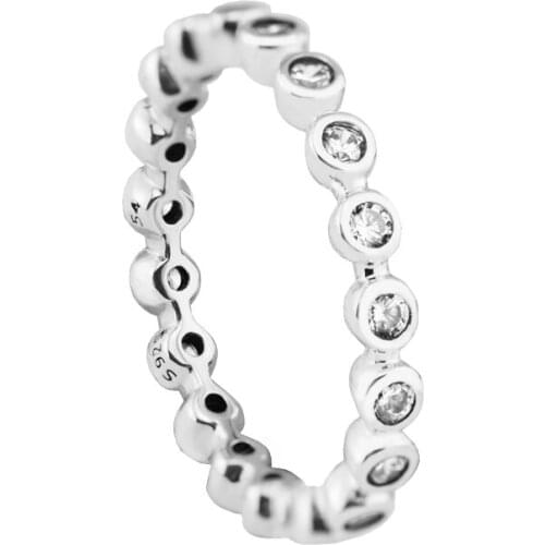 Genuine 925 Sterling Silver For Eternity Finger Ring Engagement Wedding Statement Rings for Women Female Jewelry Anillos