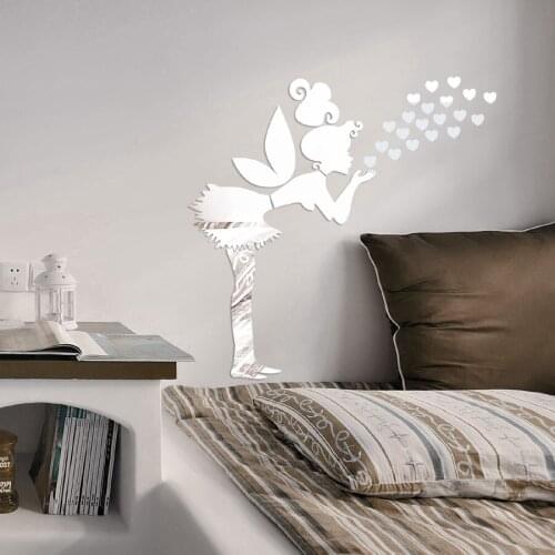 New arrival Angel Girl Cartoon Acrylic wall sticks TV wall Mirror surface wall decor Badroom DIY Art wall stickers