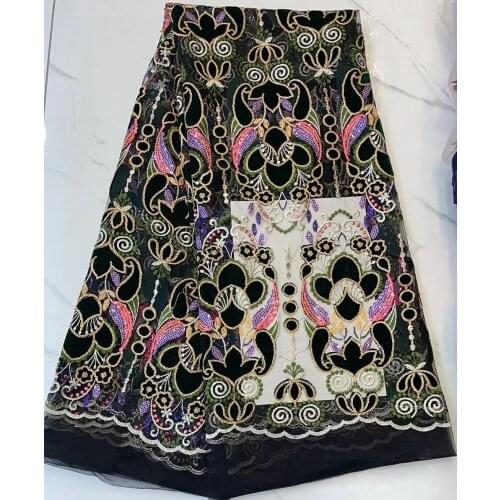 New beautiful multi-color sequins with velvet embroidery, African lace fabric, suitable for fashionable ladies' skirts