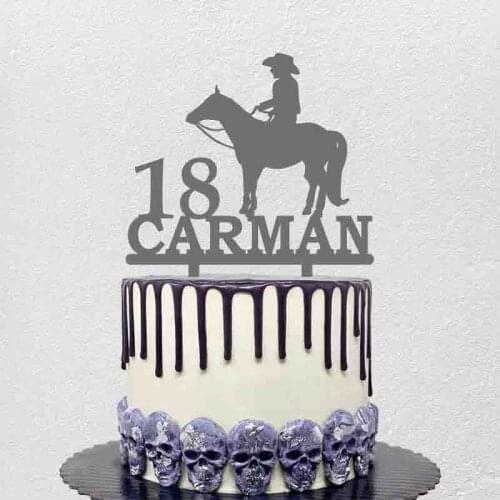 Personalized Riding Theme Cake Topper Custom Name Age Men Riding Topper For Men Birthday Party Cake Decoration