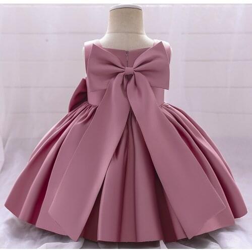 0-10Years Girls Party Dress Baby First Birthday Party Princess Kids Girls Dress White Red Green Back Big Bow Cake Puffy Dress