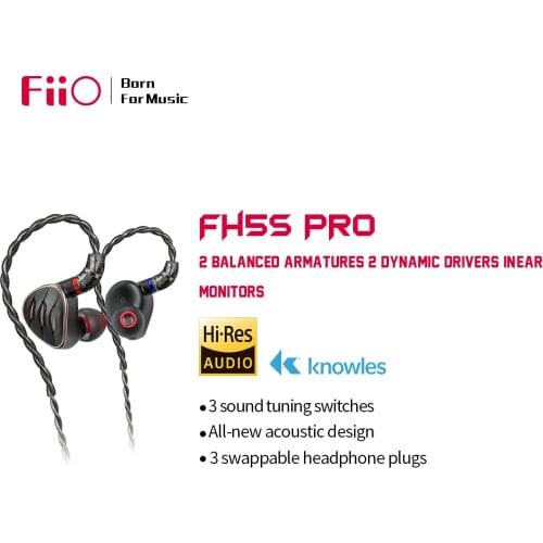 FiiO In-Ear Earphones Wired 2BA + 2DD FH5s Pro MMCX connector
