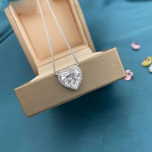 Handmade Heart 2ct Moissanite Pendant 925 Sterling Silver Charm Wedding Pendants Necklace For Women Party Choker Jewelry