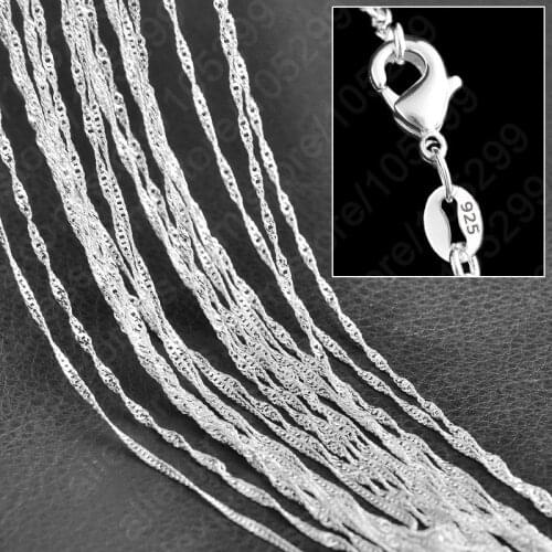 Promotion Sales! Nice Solid 925 Sterling Silver Beautiful Water Wave Necklace Singapore Chain With Lobster clasps 16"-30"