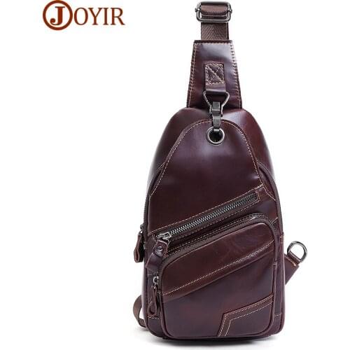 JOYIR Genuine Leather Shoulder Bags Men Chest Bag Mens Business Crossbody Sling Bags Male Casual Chest Pack with USB Charging