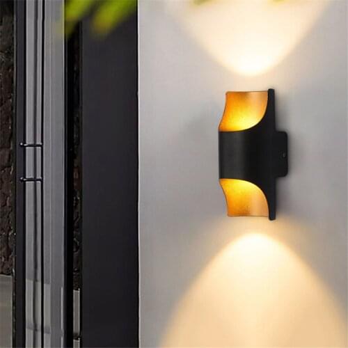 Thrisdar 10W Up and Down LED Wall Light Outdoor Black Golden Porch Light Waterproof Terrace Aisle Staircase Wall Lamps